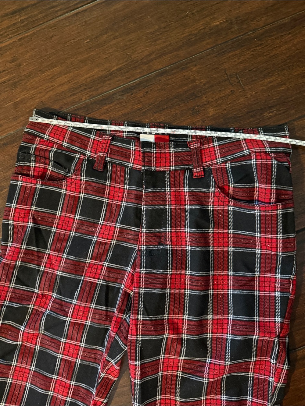 Tommy Jeans Tommy Hilfiger Y2K vintage retro red/black tartan plaid pants size 5 - Picture 12 of 15